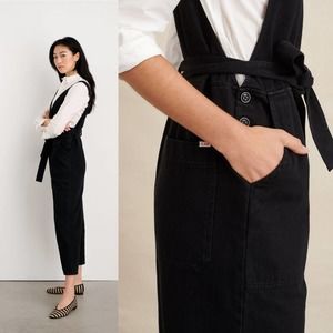 ALEX MILL Ollie Overall Jumpsuit Recycled Denim Black Tie Waist Size Medium NEW